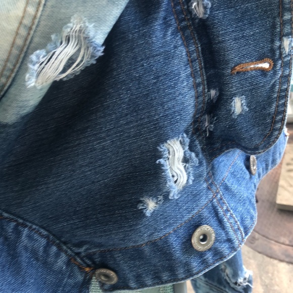 Hand bleach dyed and distressed denim mini jacket PO - Picture 7 of 12